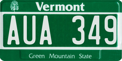VT license plate AUA349