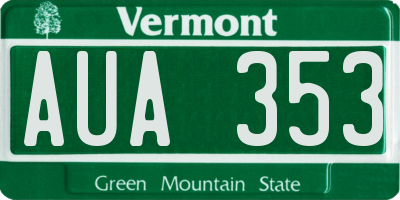 VT license plate AUA353