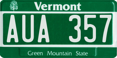 VT license plate AUA357