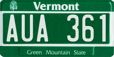 VT license plate AUA361