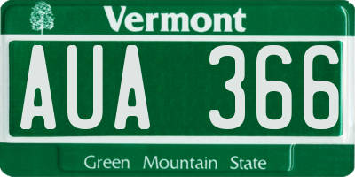 VT license plate AUA366