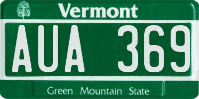 VT license plate AUA369