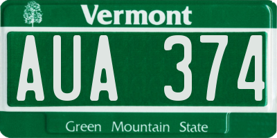 VT license plate AUA374