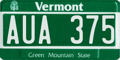 VT license plate AUA375