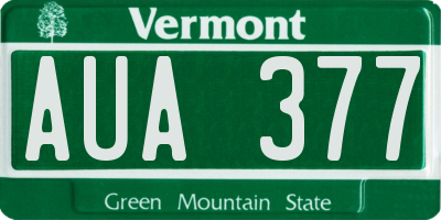VT license plate AUA377
