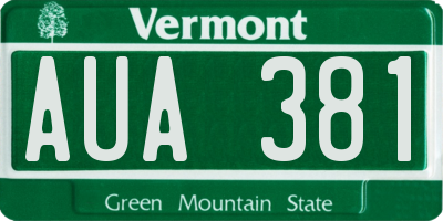 VT license plate AUA381