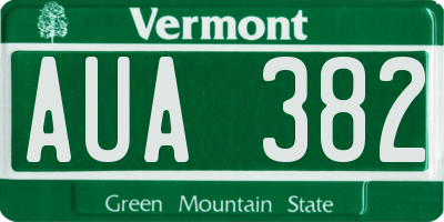 VT license plate AUA382