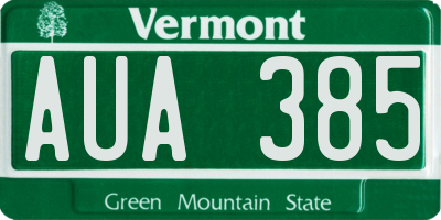 VT license plate AUA385