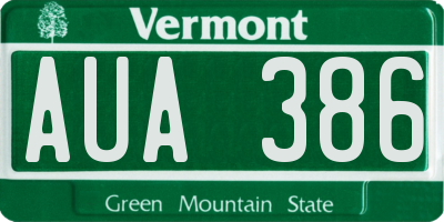 VT license plate AUA386