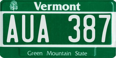 VT license plate AUA387