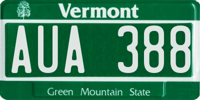 VT license plate AUA388