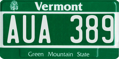 VT license plate AUA389