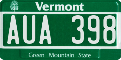 VT license plate AUA398
