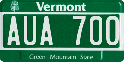 VT license plate AUA700