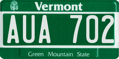 VT license plate AUA702