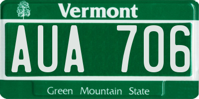 VT license plate AUA706