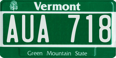 VT license plate AUA718