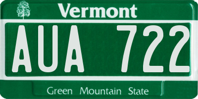VT license plate AUA722