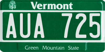 VT license plate AUA725