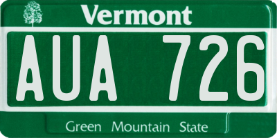 VT license plate AUA726