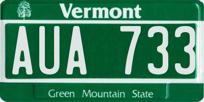 VT license plate AUA733