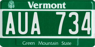 VT license plate AUA734
