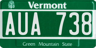 VT license plate AUA738