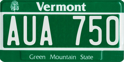 VT license plate AUA750