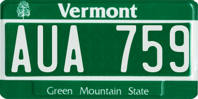 VT license plate AUA759