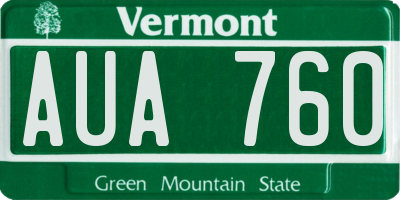 VT license plate AUA760