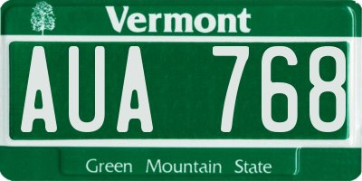 VT license plate AUA768