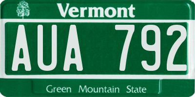 VT license plate AUA792