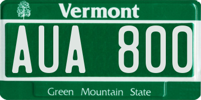 VT license plate AUA800