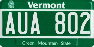 VT license plate AUA802