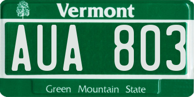 VT license plate AUA803