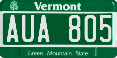 VT license plate AUA805