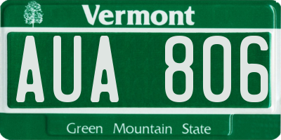 VT license plate AUA806
