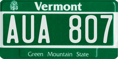 VT license plate AUA807