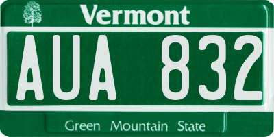 VT license plate AUA832