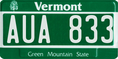 VT license plate AUA833