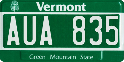 VT license plate AUA835