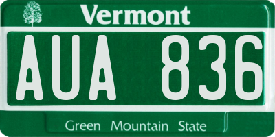 VT license plate AUA836