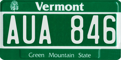 VT license plate AUA846