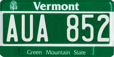 VT license plate AUA852
