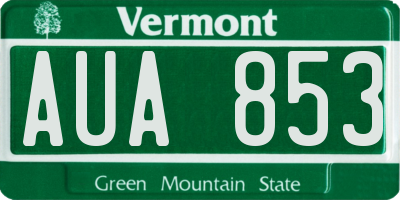 VT license plate AUA853