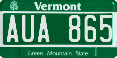 VT license plate AUA865