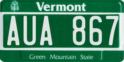 VT license plate AUA867