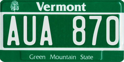 VT license plate AUA870