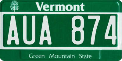 VT license plate AUA874