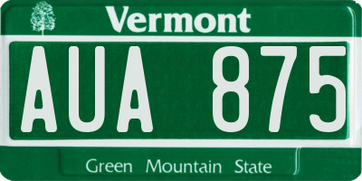 VT license plate AUA875
